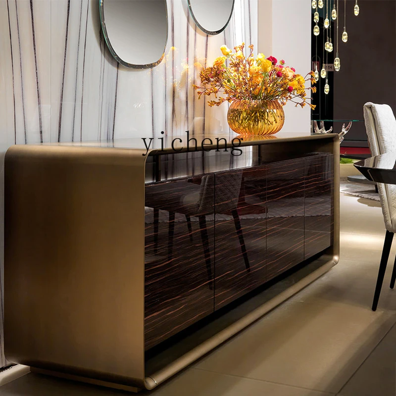v9.9-Light Luxury High-End Sideboard Cabinet Luxurious and Simple Tea Cabinet Dining Room Wall Home Stainless Steel Locker