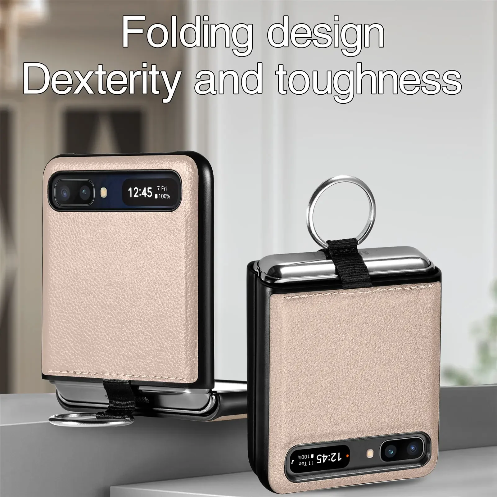Finger Ring Holder Leather Case for Samsung Galaxy Z Flip 2 7 flip7 Flip2 flip6 Flip 6 5 4 3 Flip3 Flip5 Flip4 5G Fundas