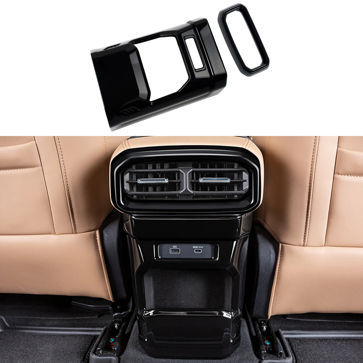 For Jetour Traveller T2 2023 2024 2025 Interior Mouldings Car Accessories Rear Armrest Air Vent Outlet Adorn Covers Glossy Black