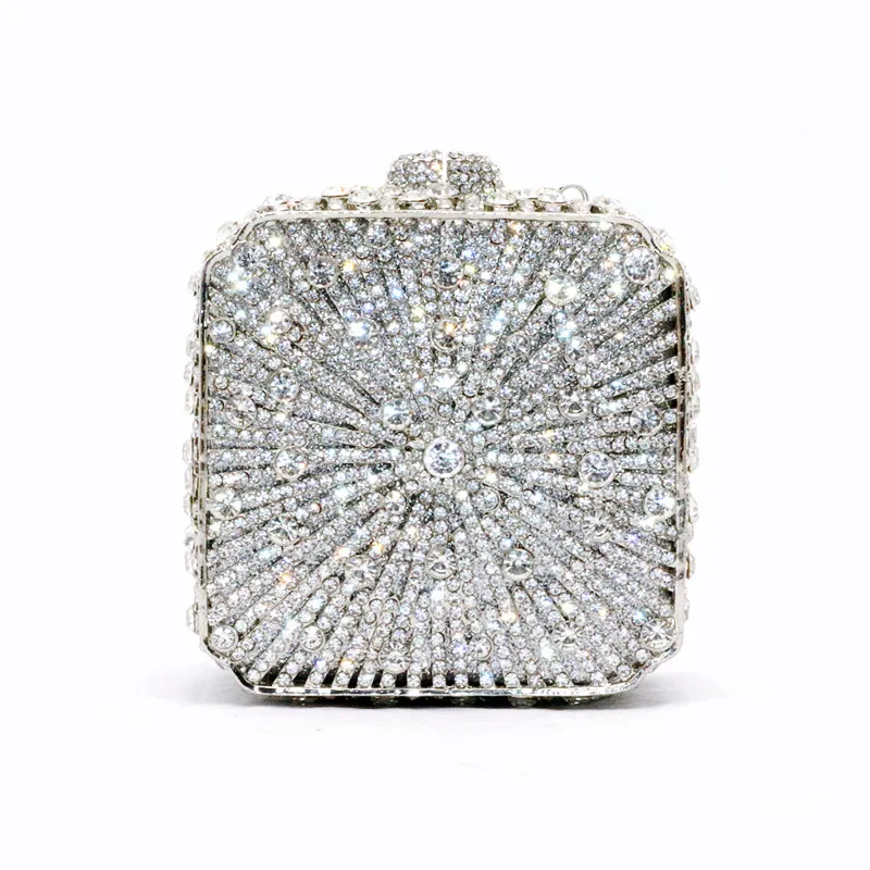 Dgpeafowl Wedding Bridal Minaudiere Handbagsframe Keten Vrouwen Tas Dames Party Box Clutch Dazzling Crystal Avondtasje