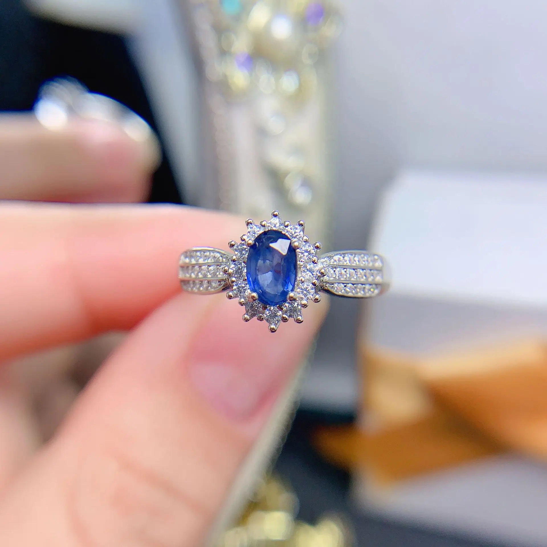 

Fashion Sapphire Natural Sapphire Ring for Daily Wear Gift for Woman925 Silver Snake Ring with Blue Sapphire 4mm*6mm 0.5ct