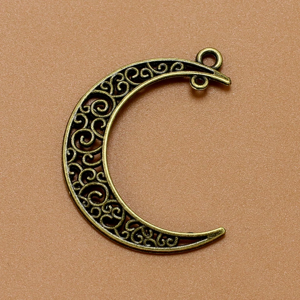 

20Pcs Bronze Silver Moon Pendant Unique Stylish Design for Necklace Bracelet DIY Jewelry Making Accessories Moon Pendant