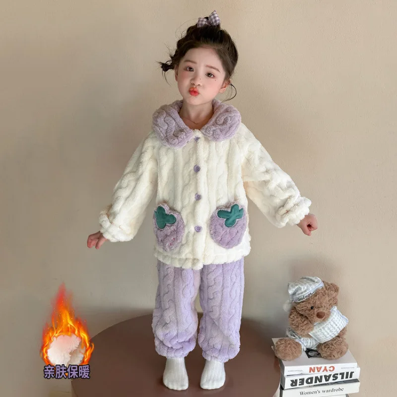 طقم بيجامة بناتي من بيري بوكيت، ملابس نوم شتوية من الفلانيل للأطفال الصغار والأطفال مكونة من قطعتين