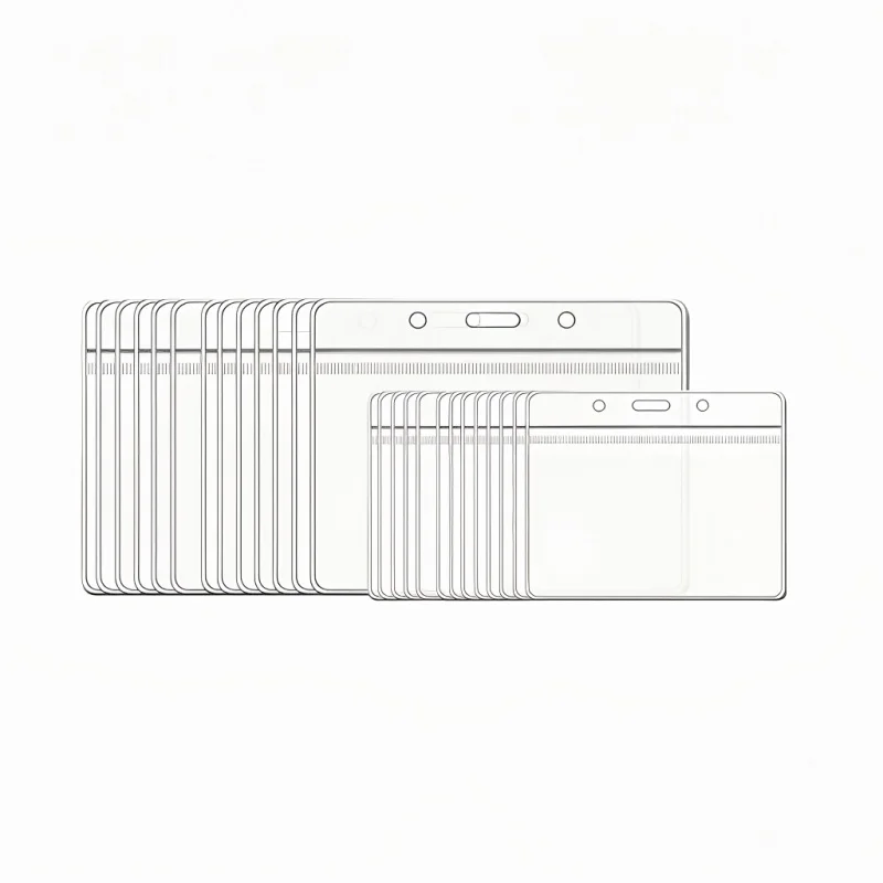 

5-Pack, 10-Pack, 20-Pack Horizontal Card Sleeves, Soft Card Sleeves, Transparent Badge Holders with Lanyards,