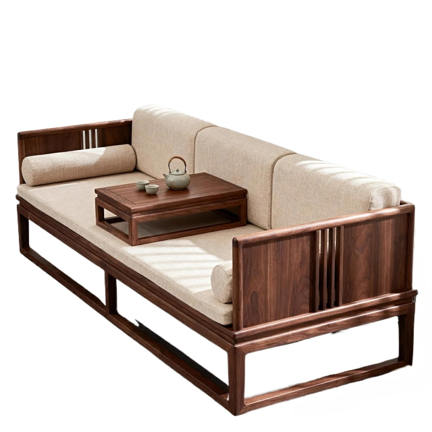 

Walnut solid wood sofa, new Chinese living room furniture sofa