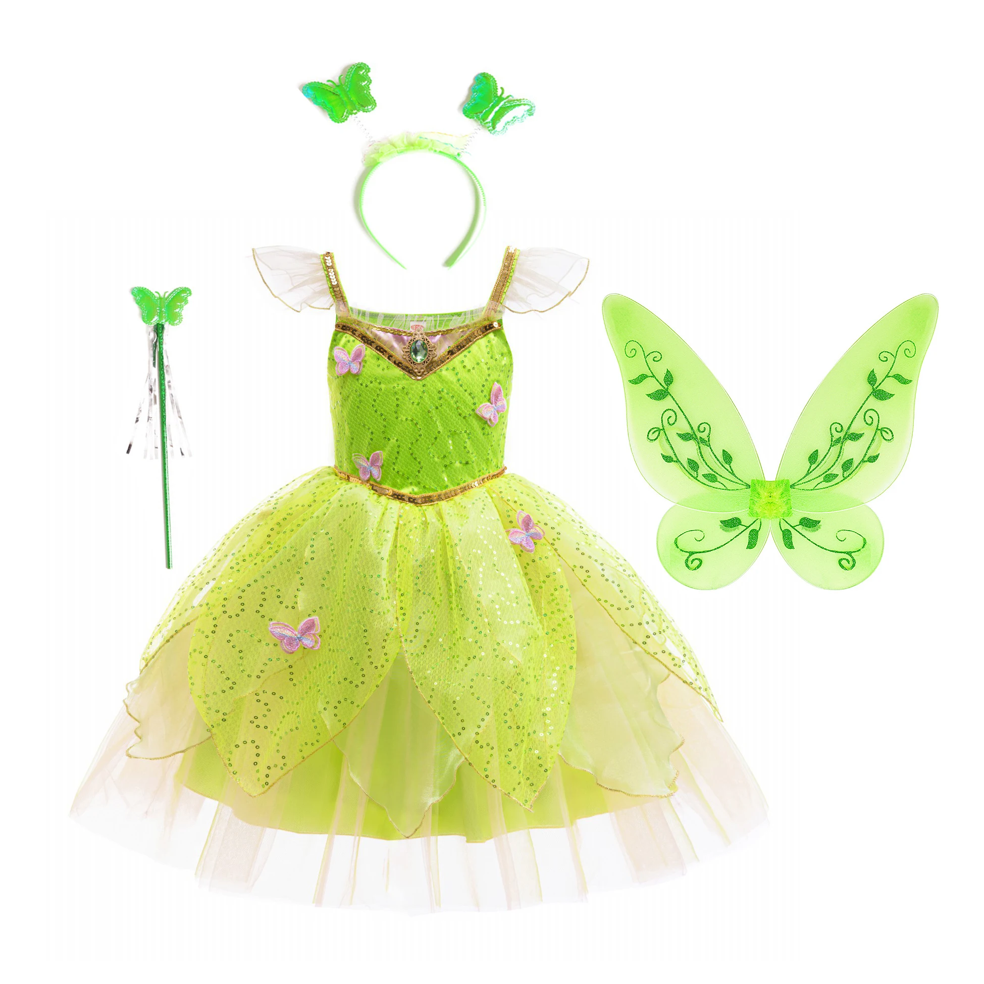 Grace Stylish Little Girls Movie Princess Tinker Bell Birthday Party Cosplay Halloween Holiday Easter  Dress