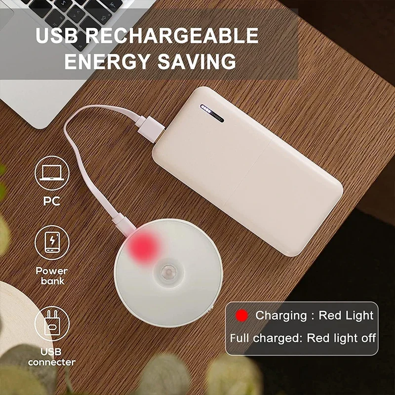 6-Pack Under Cabinet Lighting, Rechargeable Motion Sensor Puck Lights, 3Color Temps Night Light, Magnetic Stick on Lamp