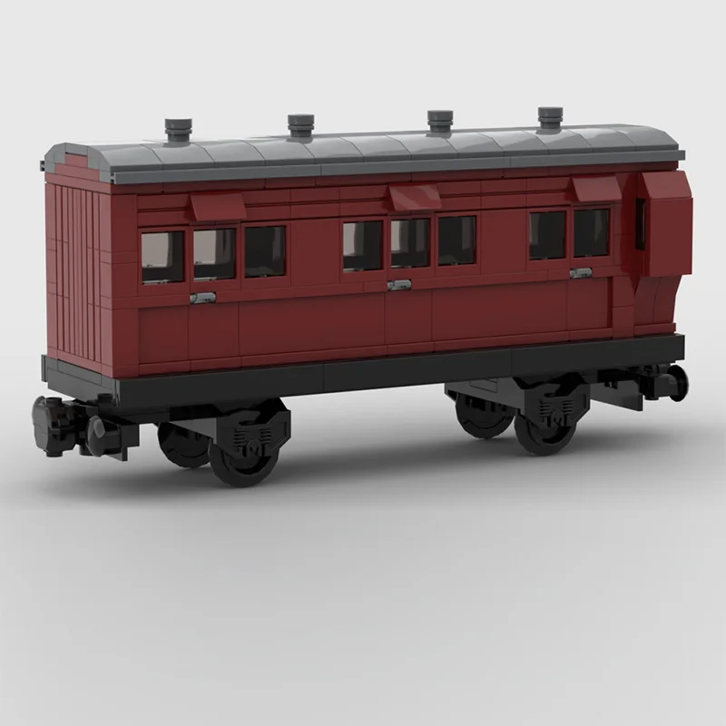 QWERT City Car Model MOC Building Bricks Red Passenger Brake Carriage Modular Technology Gift Holiday Assemble Children Toy Suit