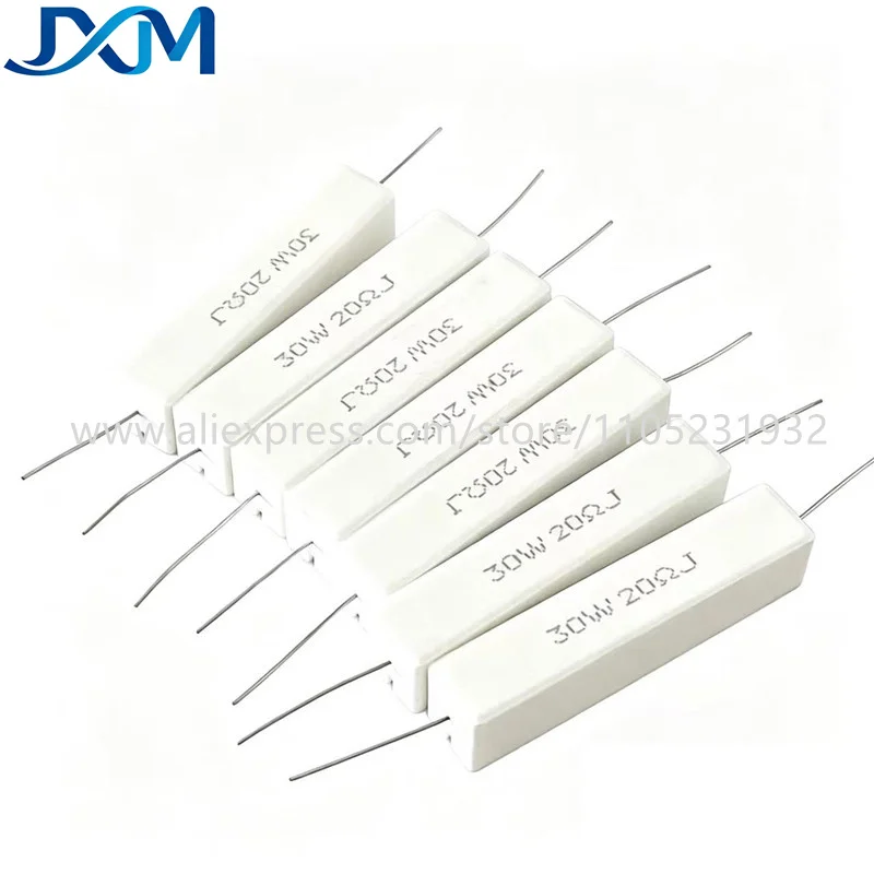 2-5pcs 30W Cement Resistor Power Resistance 1Ω 1.5R 2R 3R 3.3R 4.7R 10R 12ohm 15 20 30 33 47R 68R 100R 120R 150R 200R 220R100ohm