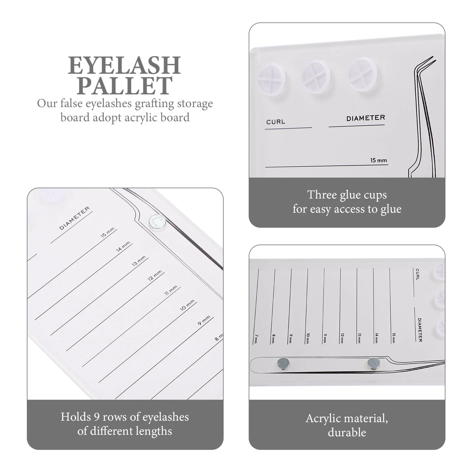 with Scale Magnetic Eyelash Board Fake Eyelashes Cosmetics Supplies Acrylic Grafting Tray Extension Tool