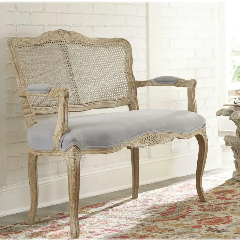 

Экспортный производитель, американский ретро, настоящая лоза, твердая древесина, старый резной диван, кресло, повседневная скамейка из французского дуба, вся массив дерева