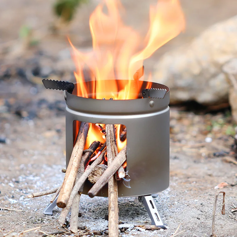 Portable Pure Titanium Wood Burning Stove for Outdoor Camping