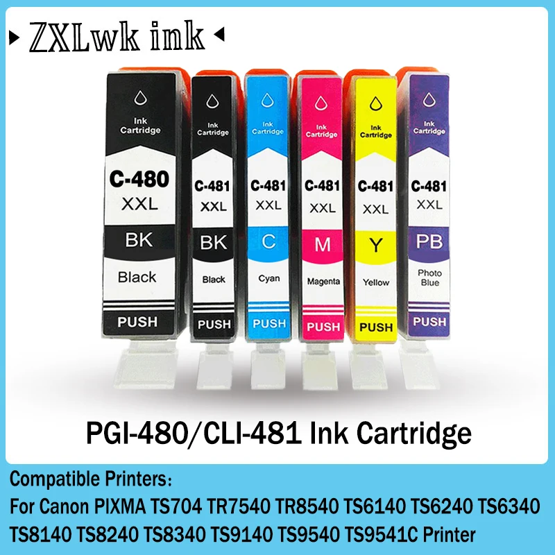 

Картридж с чернилами PGI-480 CLI-481 для Canon TS704 TR7540 TR8540 TS6140 TS6240 TS6340 TS8140 TS8240 TS8340 TS9140 TS9540 TS9541C