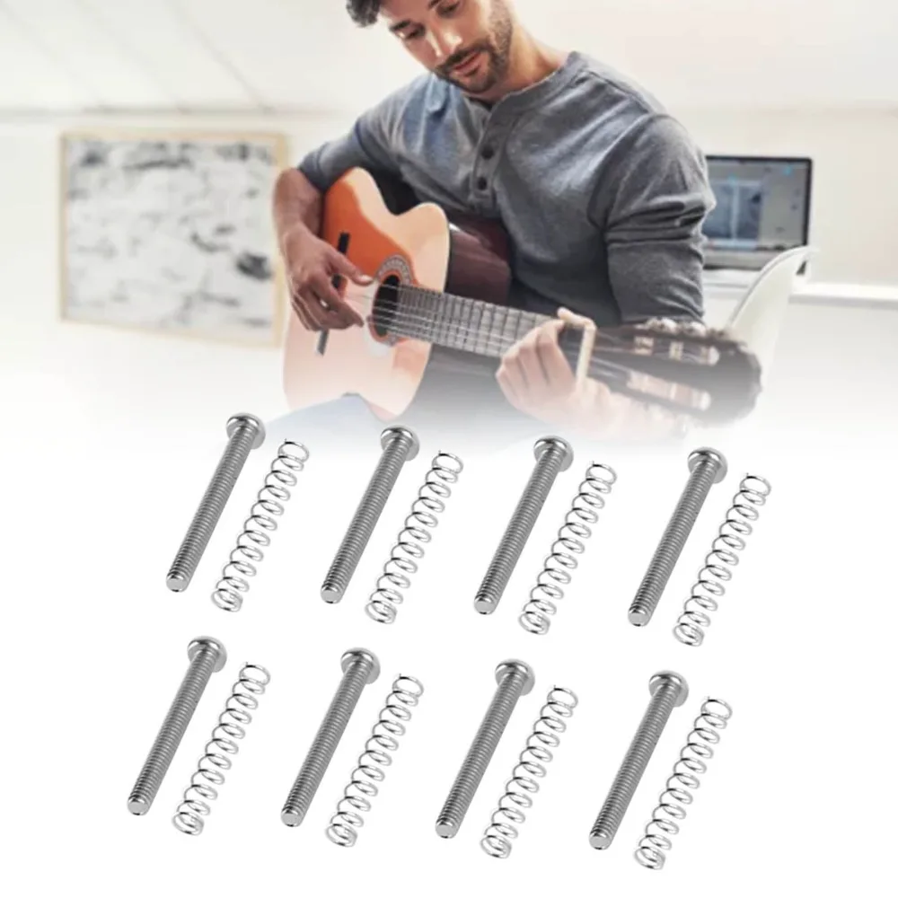 8 set Metal Guitar Pickup Screw​ ​Thread​ ​Height Screws​ ​Double Coil Pickup Frame Mounting Screws​ ​With Springs​
