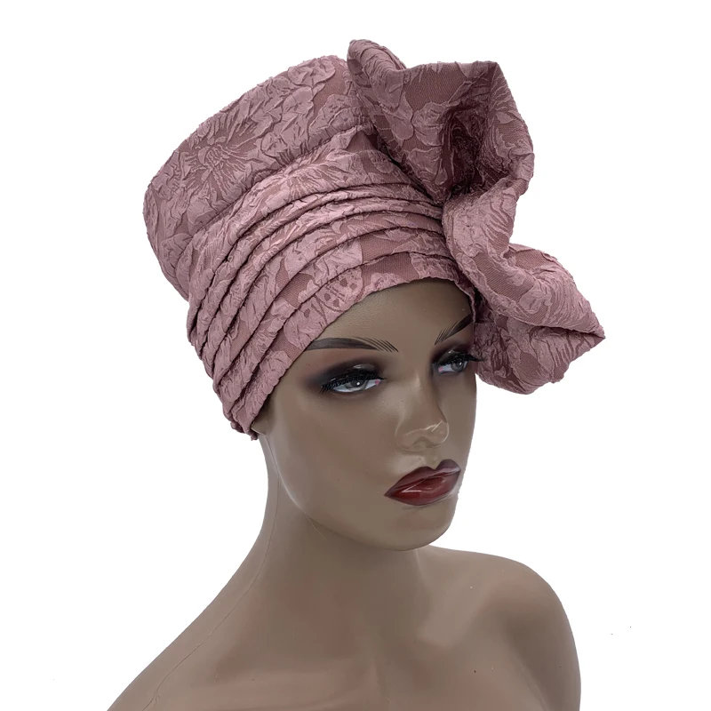 2023 Exaggerated Women\'s Turban Cap African Pleated Party Head Wraps Nigeria Traditional Party Headgear Turbante Mujer