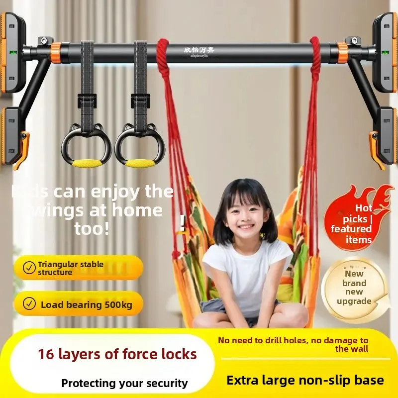 Adult No Drill Pull‑Up Horizontal Bar Indoor Fitness Single Double Bar Door Floor‑Standing Portable Household Workout Device