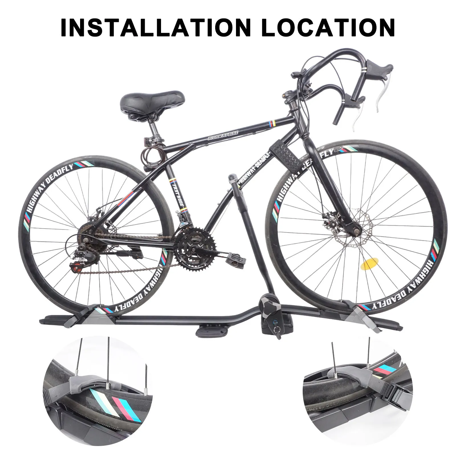 ProRide/Thule 598 High-Speed Roof Rack Bike Wheel Adapter Straps with Cushion for Secure Cycling Forklift view 3