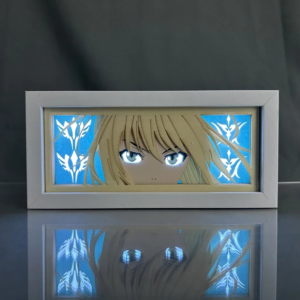 Paper Cut Light Box Saber Fate Stay Child Anime Nightlight For Bedroom Decoration Desk Lightbox Birthday Gift Manga Table Lamps