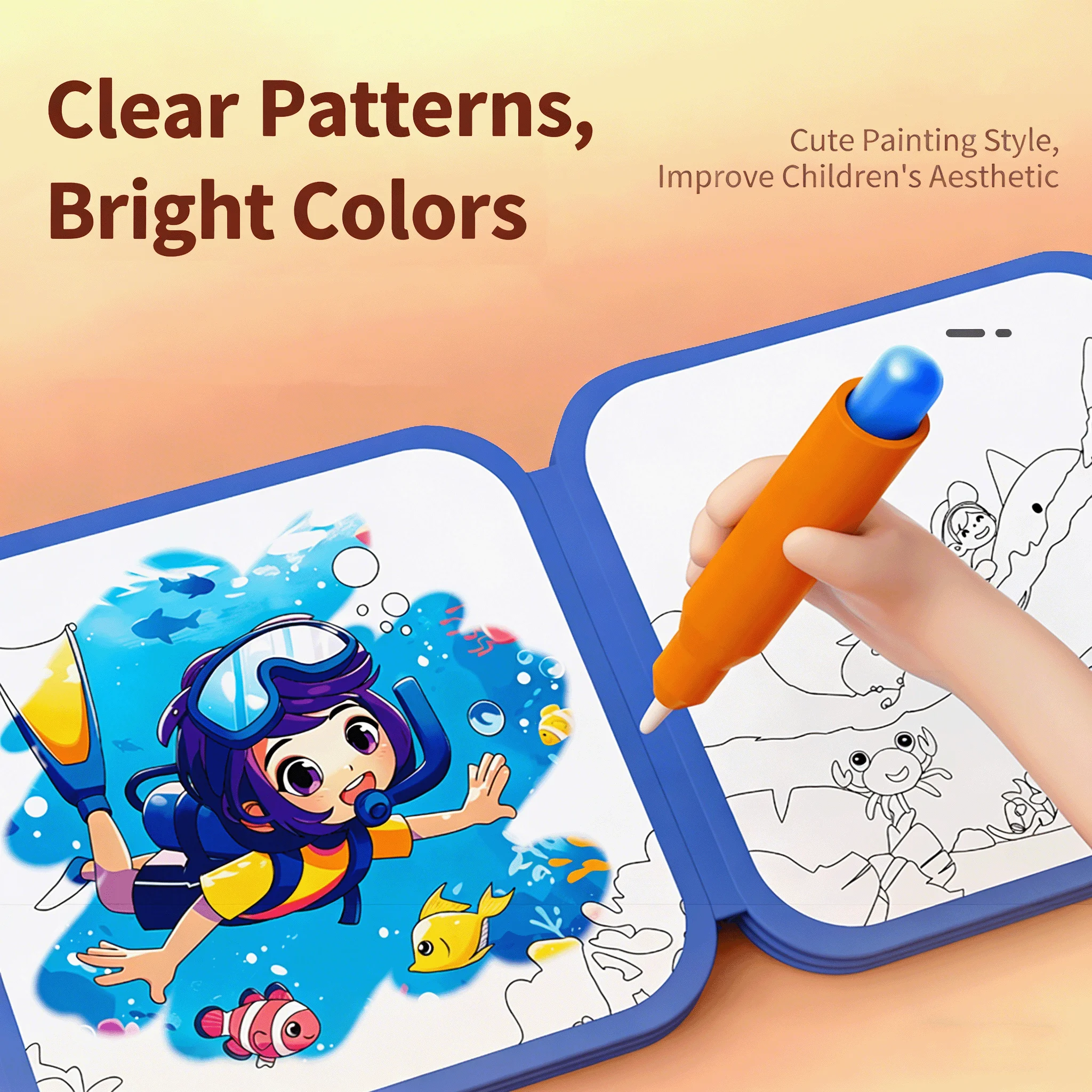 หนังสือวาดภาพน้ำวิเศษ: ชุดระบายสีน้ำใส หนังสือกราฟฟิตี้แบบใช้ซ้ำได้ – ของเล่นเสริมพัฒนาการสำหรับเด็กชายและเด็กหญิง