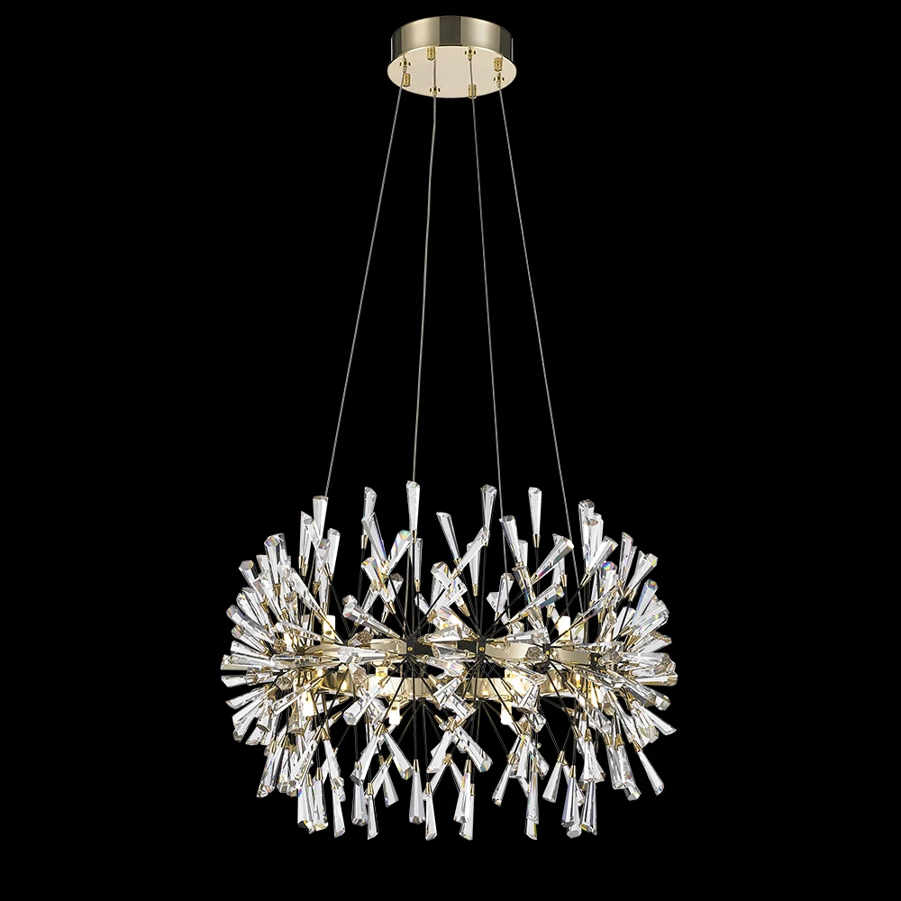

VH Design Post-Modern Retro All-Copper LED Crystal Chandelier Creative Circle for Villa Hotel and Home Office Modern Style