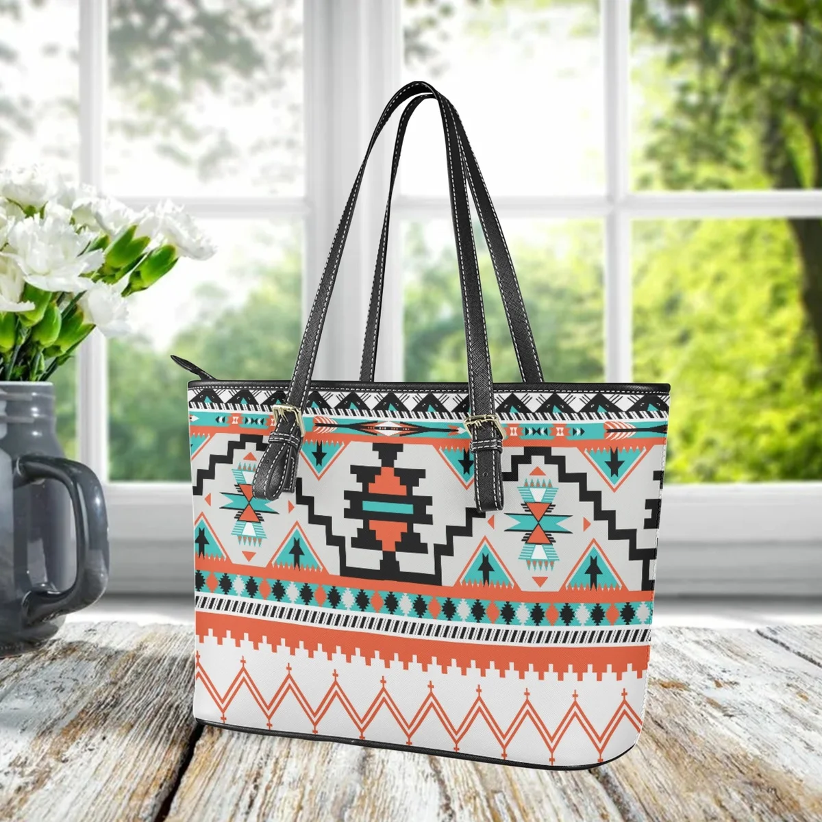 Aztec Tribal Print Women Shoulder Bag Fashion Commuter Daily Top-handle Handbag New Luxury Design Party Tote Bags Bolsos Mujer