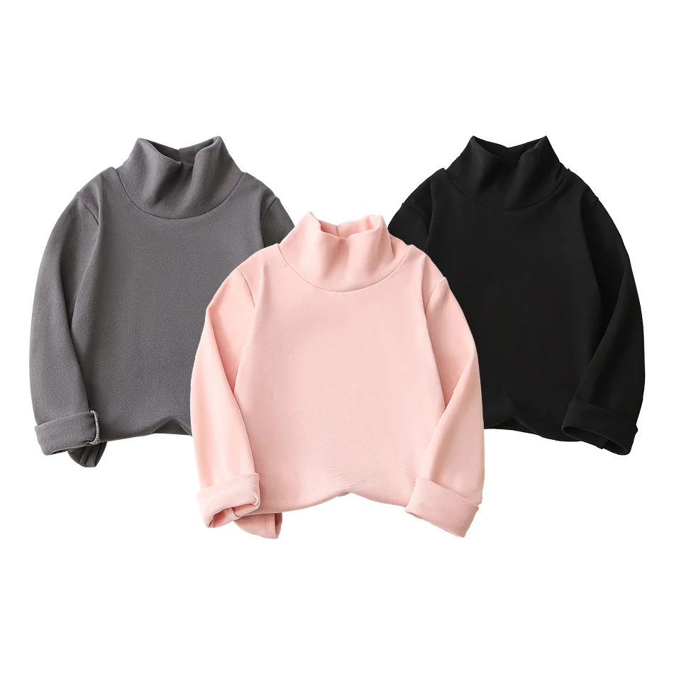 

New Fashionable Arrival Kids Long Sleeve Crew Neck Solid Color T-Shirt Unisex Base Layer Cozy Fall and Winter Days T-Shirt