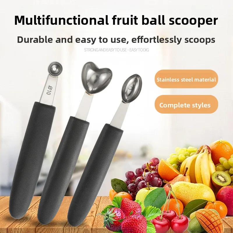 304 Stainless Steel Fruit Melon Baller, Household Kitchen Tool, Modern Minimalist Style   Pack of 5