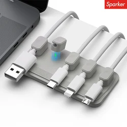 Sparker Magnetic Mouse Wire Organizer Desktop Cable Clip Protector Cord Winder Row Plug Self-Adhesive Fixed Charging Line Holder