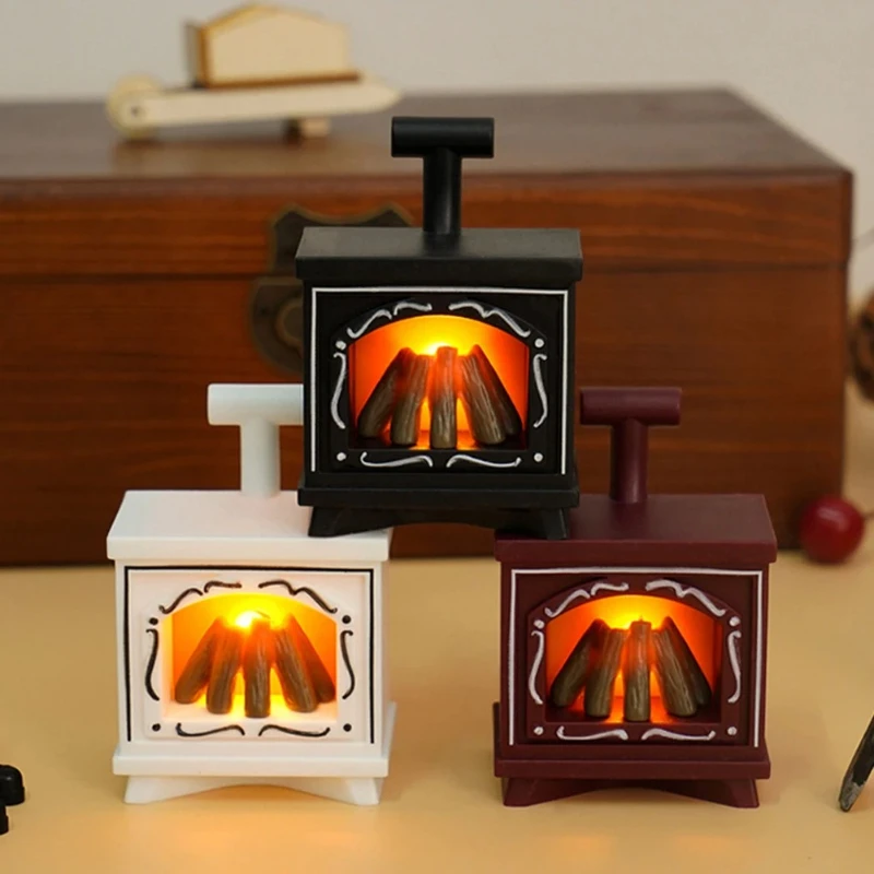 

LED luminous fireplace model retro New Year mini winter Christmas Halloween gift DIY accessories home decoration girl
