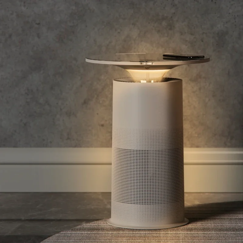 2024 New Design Home Air Purifying Table Colorful Ambient Lighting Air Purifier Filter Fan With Wireless Charging