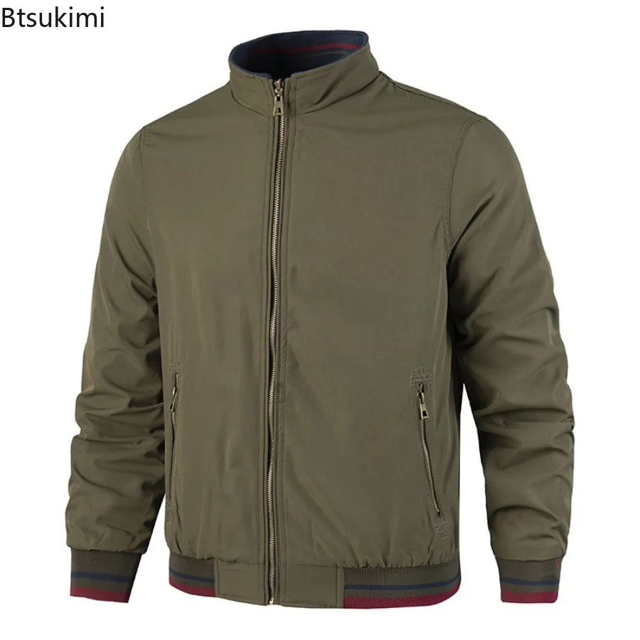 Spring Autumn Men Jackets New Double Sided Wear Stand Collar Casual Jacket Youth Trend Jacket for Men Clothing Bomber Jacket