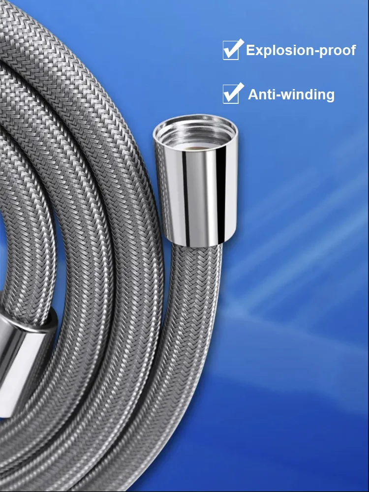 

Ручной душевой шланг с защитой от намотки 1,5/2 м GI/2, гибкая душевая трубка, универсальный интерфейс высокого давления, нейлоновая труба для душа и ванны