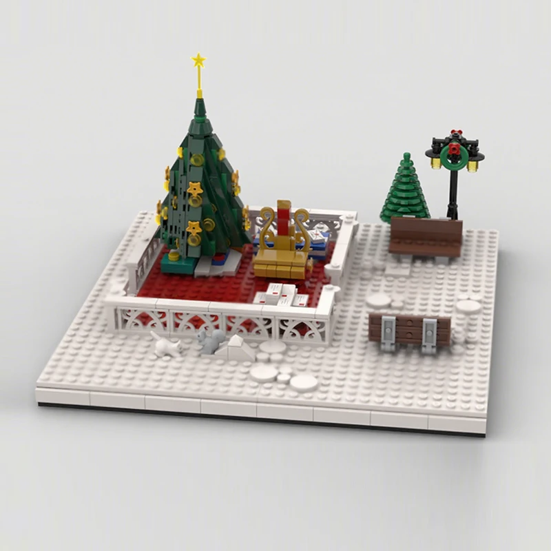 Модель City Street View MOC, строительные кирпичи, подарки на Рождество, модульные технологии, подарки, праздник, сборка, детский игрушечный костюм