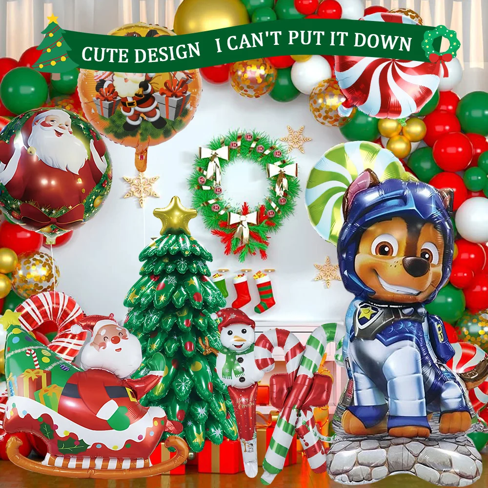 

Christmas Foil Balloon Kit Paw Patrol Chase Candy Helium Balloons for Christmas New Year Party Background Arch DIY Decorations
