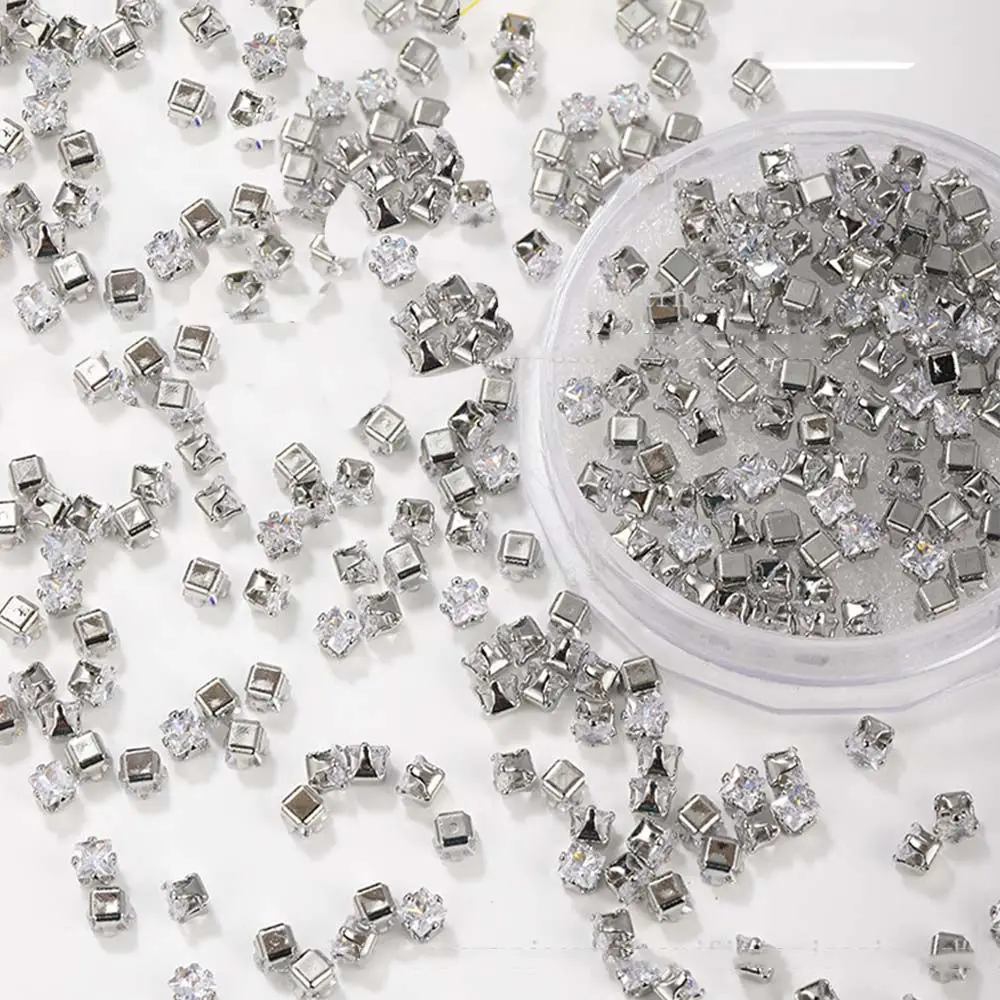 Accessoires pour ongles carrés en Zircon, ornements pour Nail Art, ensemble de bijoux pour ongles, strass en cristal, diamant, décoration pour ongles