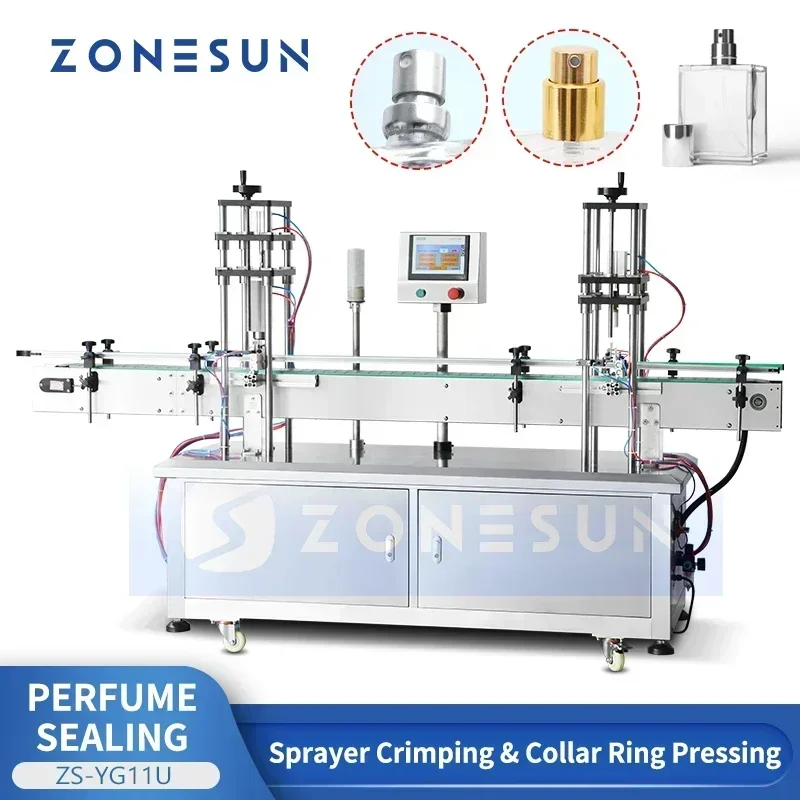 ZONESUN ZS-YG11U Automatic Perfume Sealing Machine for Sprayer Crimping and Collar Ring Pressing Custom Vial Bottles