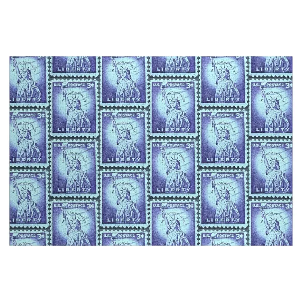 

Statue of Liberty Purple Vintage Postage Stamp Jigsaw Puzzle Custom Child Personalized Customizeds For Kids Puzzle