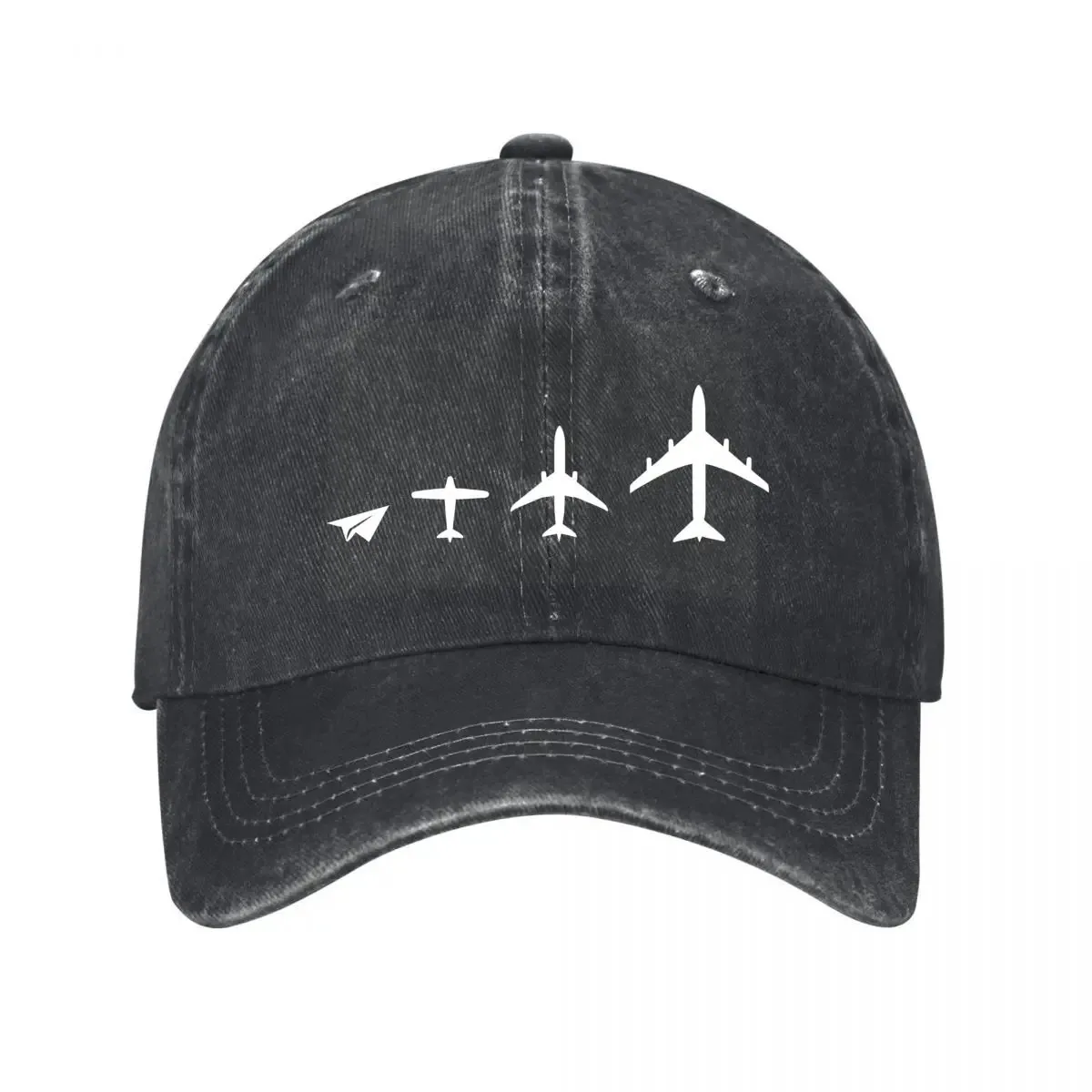 Aviation Evolution Paper Airplane Graphic Washed Baseball Cap Adjustable Casual Sun Hat