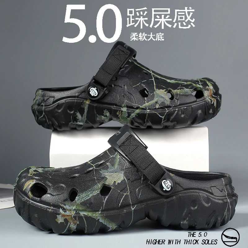 

Мужские сандалии Croc, новый летний стиль, нескользящие, износостойкие, пляжная обувь, шлепанцы для мужчин