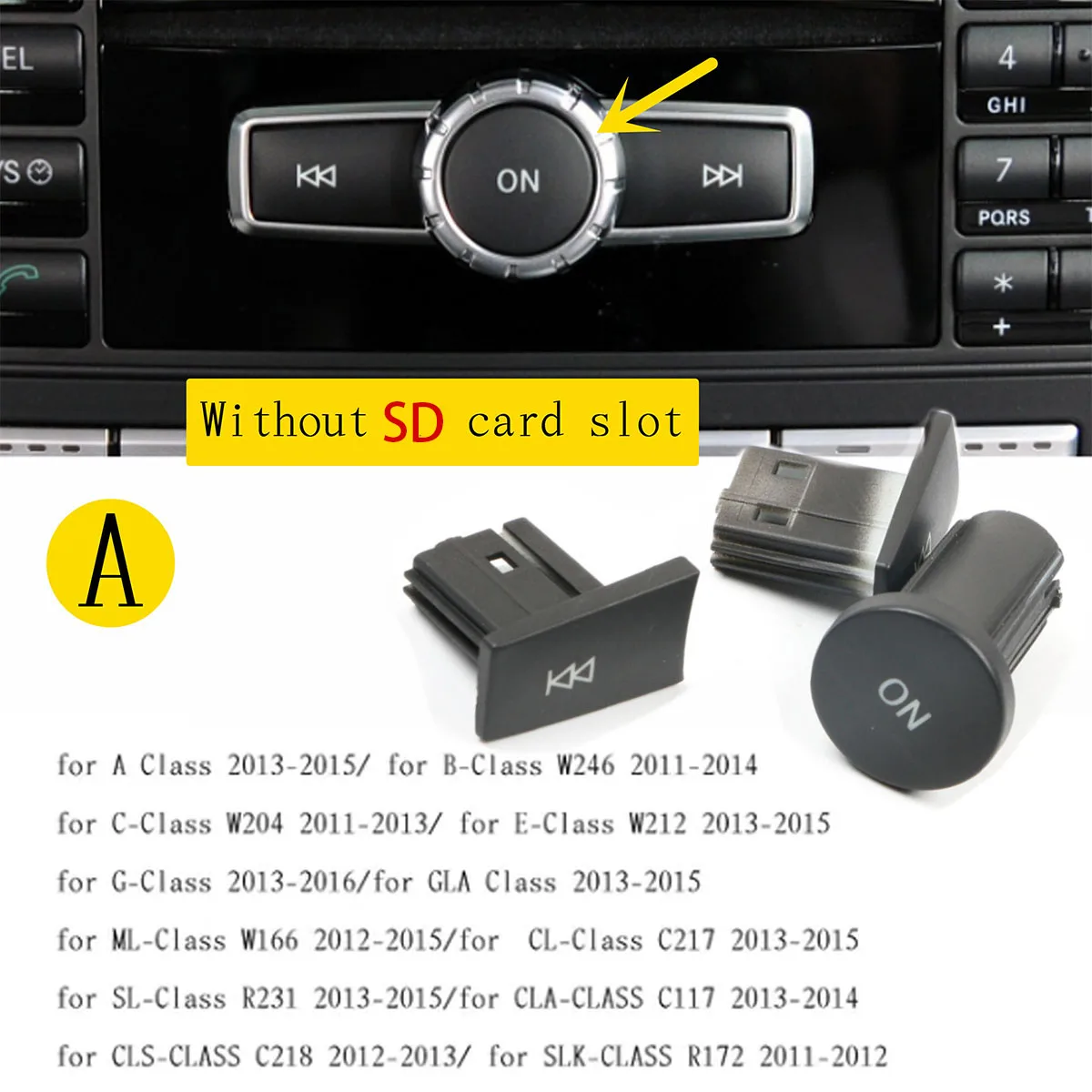 Car Console Multimedia Volume ON Switch Button Cover  Replace For Mercedes Benz A B C E GLA CIA ML GL SLK W176 W204 W212