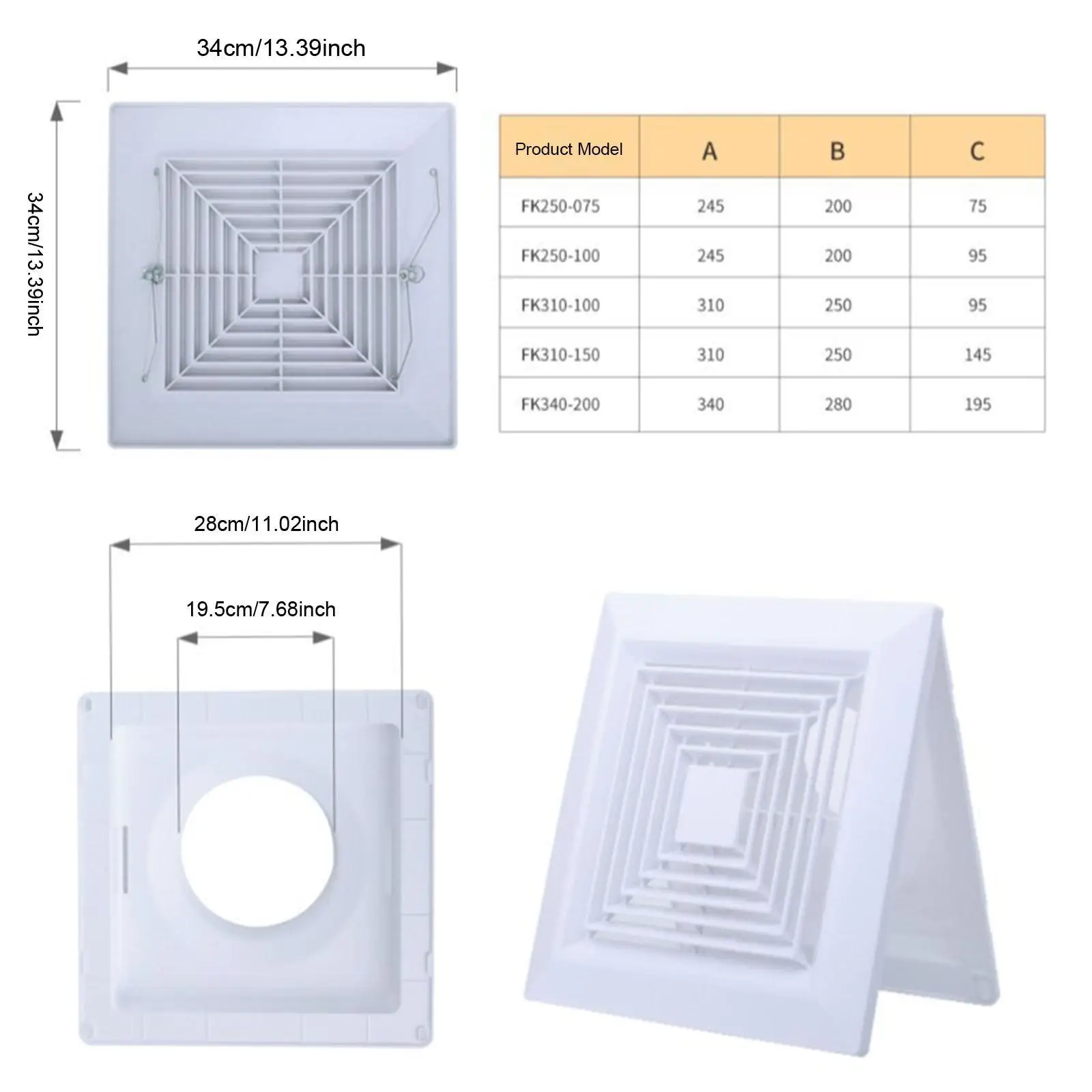 Квадратная крышка вентиляционного отверстия, потолочный воздуховод, вытяжной вентилятор, прочная решетка вытяжного вентилятора для гостиной, офиса, заводов, кухни, ванной комнаты, вентилятор