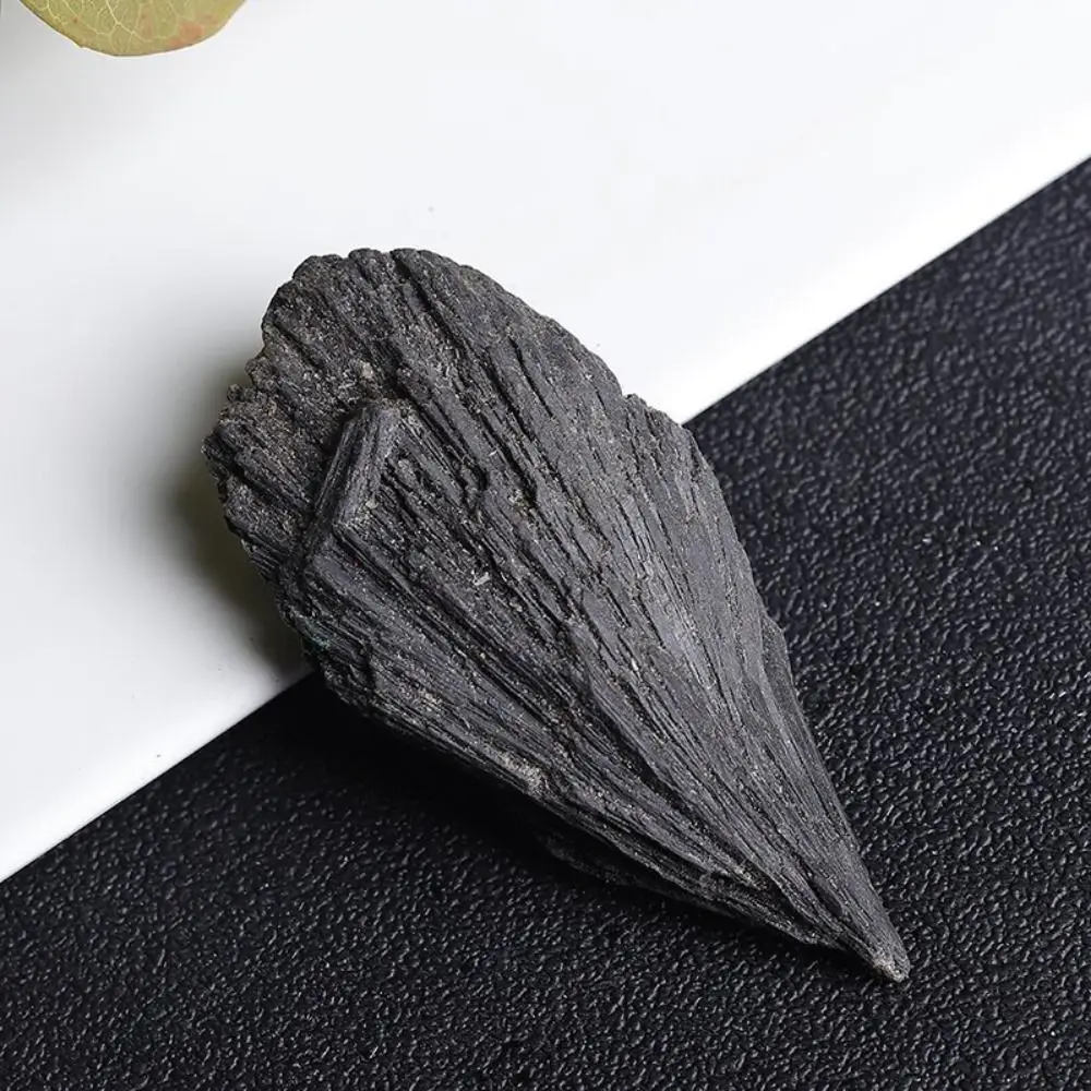 Natural Crafts Fan-shaped Black Tourmaline Funny Black Tourmaline Raw Stone Ornament Collection Natural Rough Stone