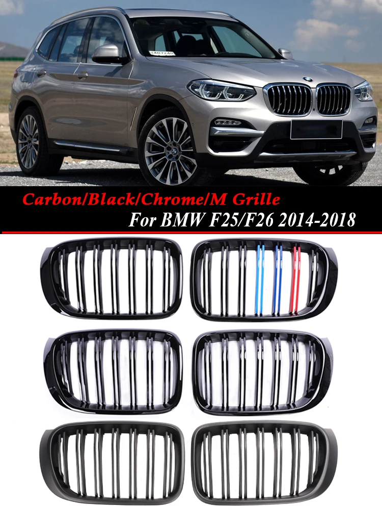 

X3M Carbon Fiber Lower Front Bumper Kindey Grille Racing Inside Grill Facelift For BMW X3 X4 F25 F26 2014-2018 M Sport