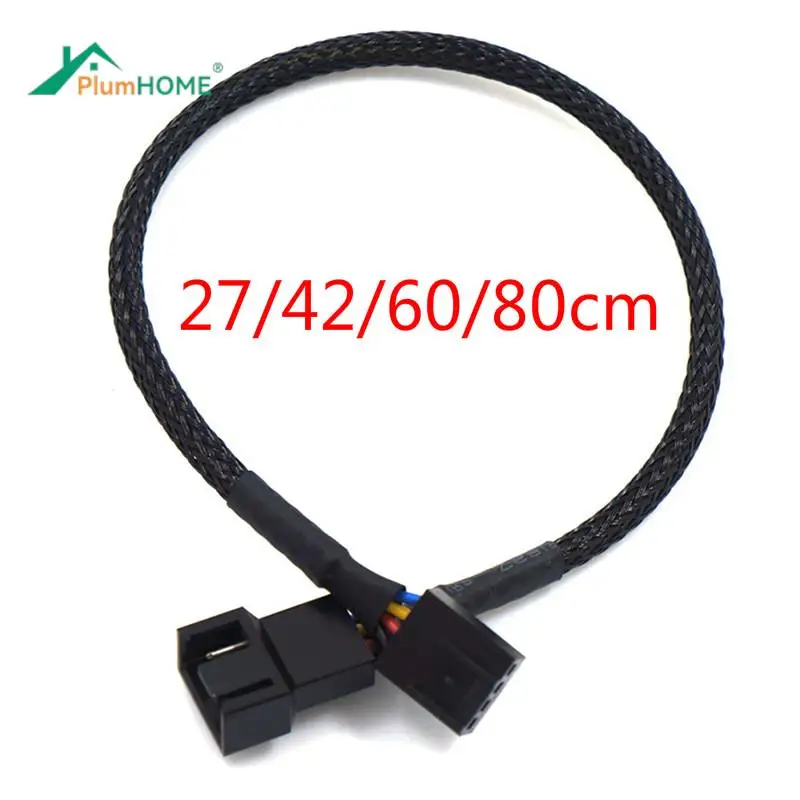 1pc PWM Extension Cable Mainboard CPU 4 PIN Fan 4P Adapter Cable Computer Case 4 PIN Power Cables Connectors 27/42/60/80cm