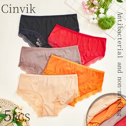 5 Pcs Plus Size Women's Panties, 1XL-4XL High Waisted Female Underwear, Solid Color Breathable And Quick Drying Women's Briefs.