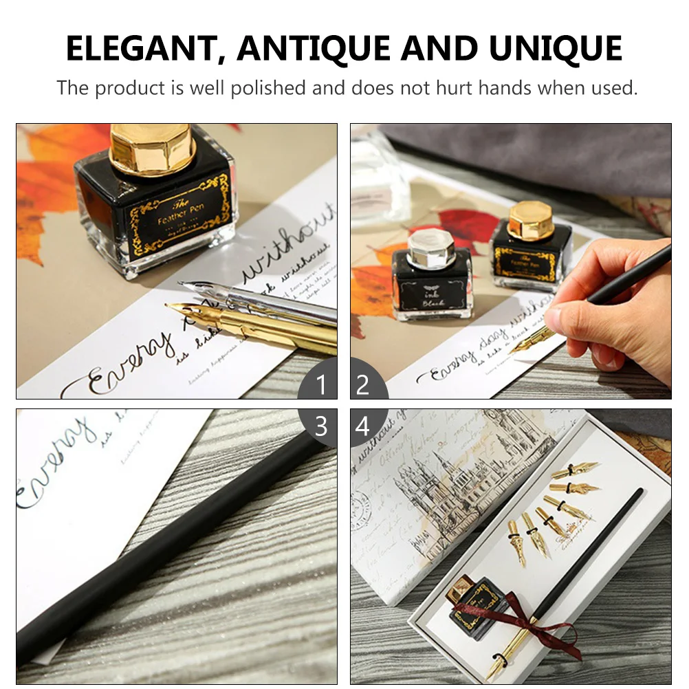 

1Set Retro Dip Pen Set Wear-Resistant Smooth Nib Creative Handle Calligraphy Practice Artistic Writing Ink Gift Signature Kit