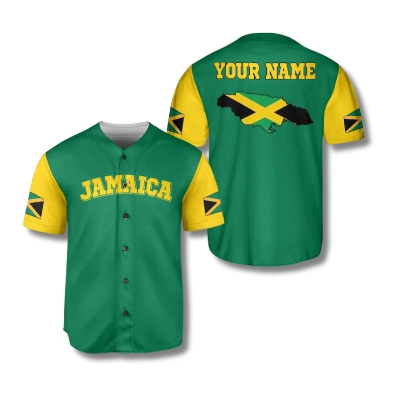 Personalized Jamaica Baseball Jerseys, Custom Name Number Jamaican Reggae Button Up Jersey Caribbean Shirts for Men Women Shirts