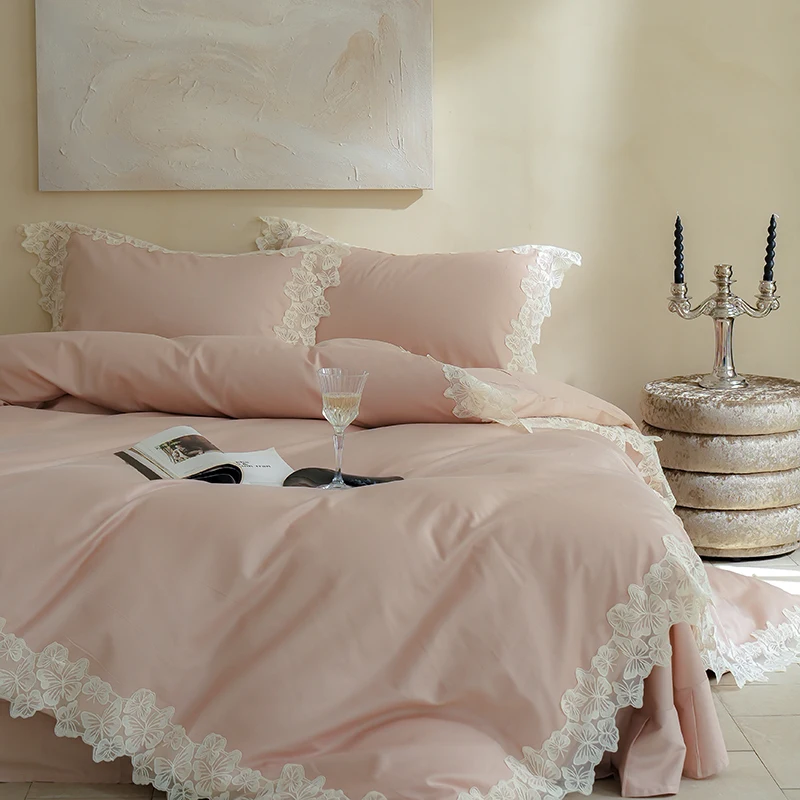 Luxuriöses Bettwäsche-Set, cremefarben, Queen-Size-Größe, Schlafzimmer-Dekoration, weich, bequem, elegantes Design für Frauen und Paare, Prinzessinnen-Bettlaken – Detail 6
