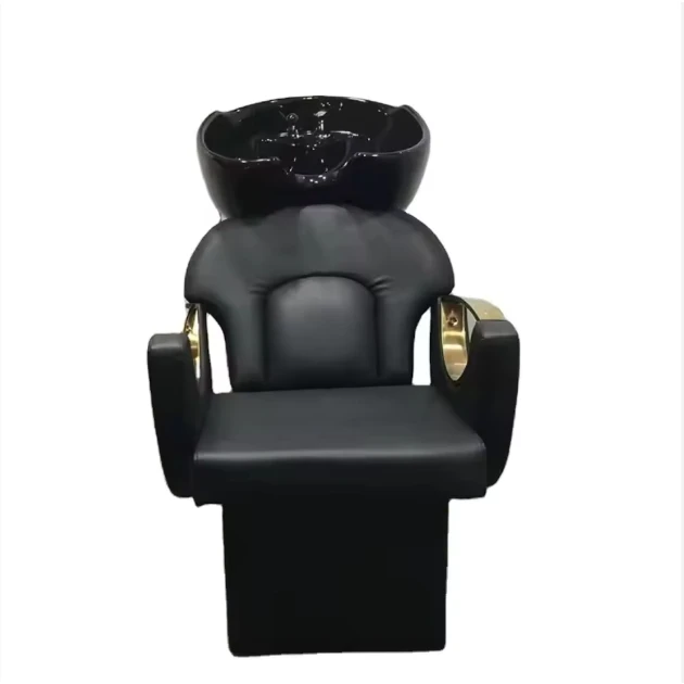 

&c Modern Black Gold Salon Furniture Set with Ceramic Basin Eco-Friendly Adjustable Styling Chair and Beauty Salon Equipment