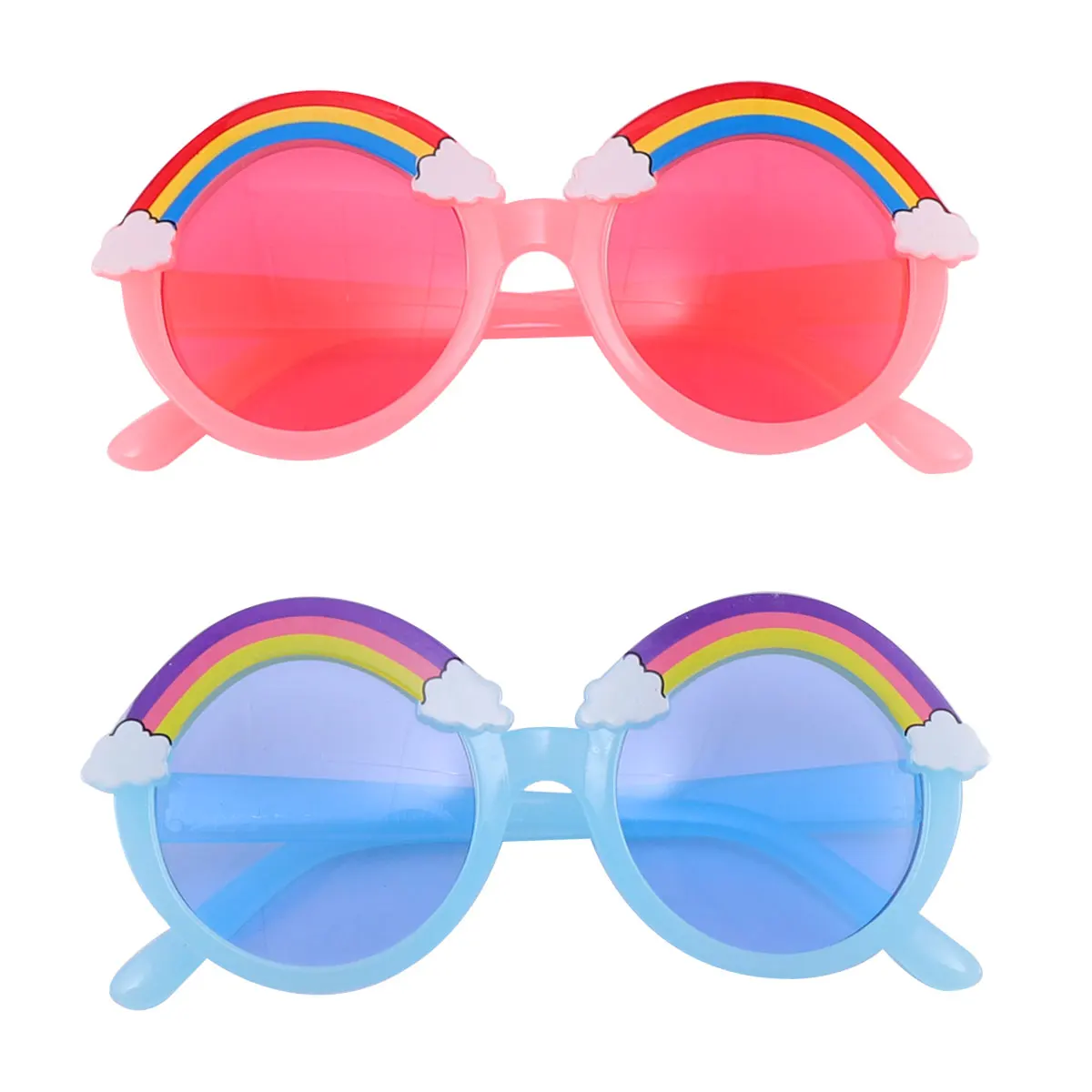 

2Pcs Kids Trendy Sunglasses Uv Protection Glasses Lightweight Baby Sunshades Fashionable Outdoor Eyewear Red Blue